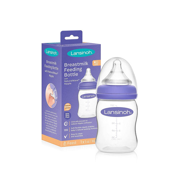 Lansinoh Momma Breastmilk Feeding Bottle with NaturalWave Slow Flow Nipple, 5 Ounces - Just $8.95! Shop now at The Pump Station & Nurtury
