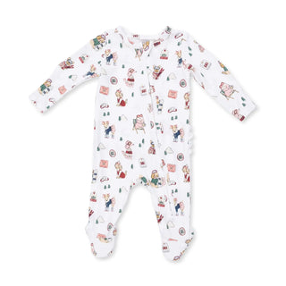Angel Dear 2-Way Ruffle Back Zipper Footie F3 Animals Woodland Pink / NB - 5