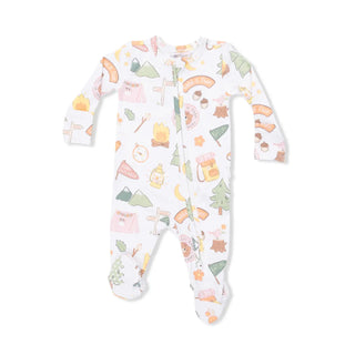 Angel Dear 2-Way Ruffle Back Zipper Footie S3 Camping Pink / NB - 2