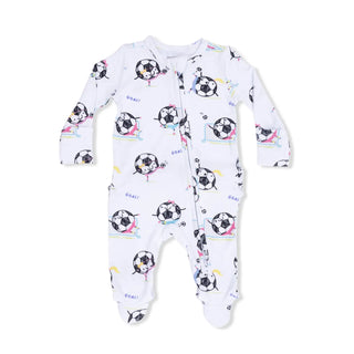 Angel Dear 2-Way Ruffle Back Zipper Footie S4 Soccer Balls Pink / NB - 2