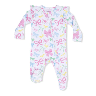 Angel Dear 2-Way Ruffle Sleeve Zipper Footie S4 Sweet Bows / NB - 1