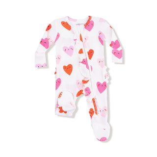Angel Dear 2-Way Ruffle Zipper Footie W1 Happy Hearts / NB - 1