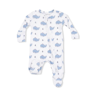 Angel Dear 2-Way Zipper Footie S2 Bubbly Sailor Whales Blue / NB - 2