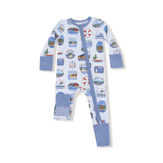 Angel Dear 2-Way Zipper Romper F1 Lake Stickers / 3-6m - 3