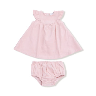 Angel Dear Cord Scoop Yoke Ruffle Dress + Bloomer F4 Veiled Blush / 3-6m - 1
