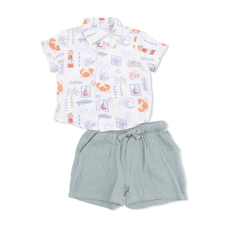 Angel Dear Polo and Muslin Short Set S3 Club Med / 06-12m - 1