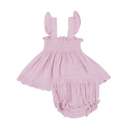 Angel Dear Ruffle Strap Smocked Top & Diaper Cover S2 Ballet Pink / 03-06m