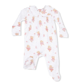 Angel Dear Smocked Peter Pan Snap Footie S1 Teddy Bear Ballerina / NB - 1