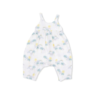 Angel Dear Tie Back Romper S1 Palm Trees Rainbows / 3-6M - 1