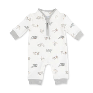 Angel Dear Zip Neck Romper F2 Vintage Airplane Pilots / 3-6M - 1