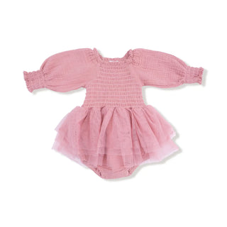 Angel LS Smocked Tutu Bubble F3 rose elegance / 0-6m - 1
