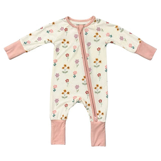 Babysprouts Long Sleeve Zip Romper F1 Meadow Bloom / 0-3M - 1