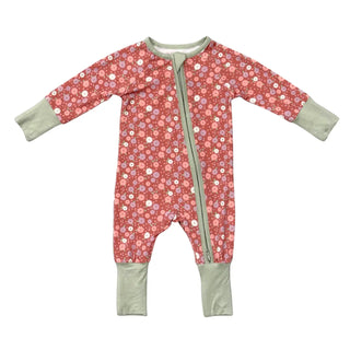 Babysprouts Long Sleeve Zip Romper F1 Tiny Petals / 0-3M - 2