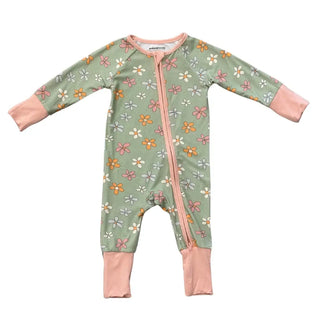Babysprouts LS Zip Romper S2 Sketched Daisy / 0-3M - 2