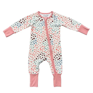 Babysprouts LS Zip Romper W1 Rainbow Hearts / 0-3M - 2