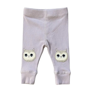 Babysprouts Patch Ribbed Leggings F1 Lavender Owl / 0-3M - 1