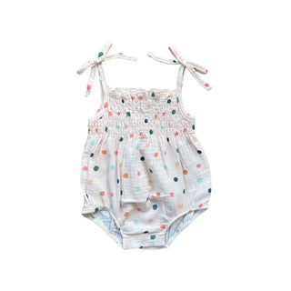 Babysprouts Tie Smocked Bodysuit S1 Polka Dots / 0-3M - 1
