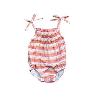 Babysprouts Tie Smocked Bodysuit S1 Tropical Stripe / 0-3M - 2