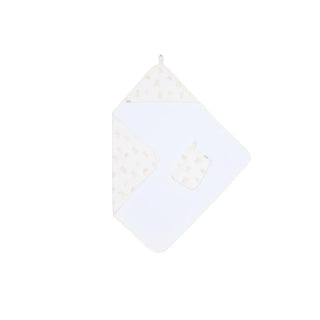 Coccoli Hooded Towel + glove set Teddies Cream - 1
