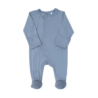 Coccoli Modal Solid Zipper Footie S1 Steel Blue / 1M - 1