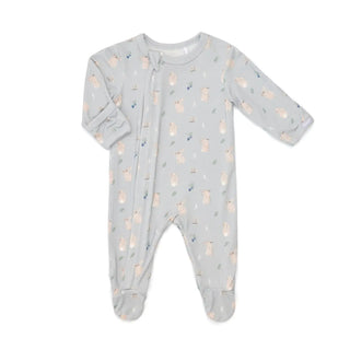 Coccoli Modal Zipper Footie S1 Rabbits Mercury / 1M - 1