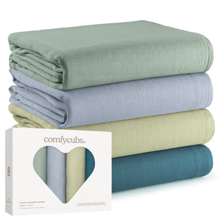 Comfy Cubs Muslin Swaddle Blankets 4pk Sage-Pacific Blue-Fern-Neptune - 3