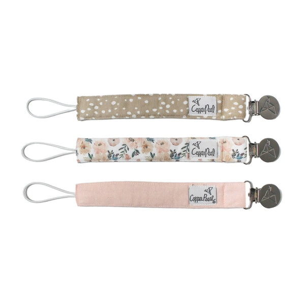 Copper Pearl Binky Clip Set - Just $16.95! Shop now at The Pump Station & Nurtury