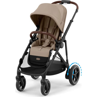 Cybex e-Gazelle S Electronic Assist Single-to-Double Stroller Black Frame with Almond Beige Seat - 16