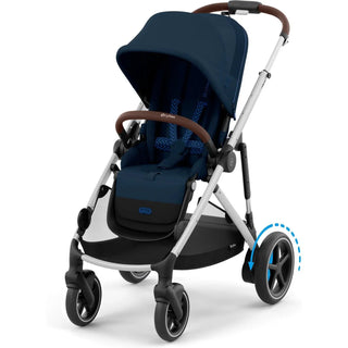 Cybex e-Gazelle S Electronic Assist Single-to-Double Stroller Silver Frame with Ocean Blue Seat - 17
