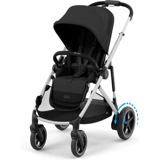 Cybex e-Gazelle S Electronic Assist Single-to-Double Stroller Silver Frame with Moon Black Seat - 13
