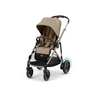 Cybex e-Gazelle S Electronic Assist Single-to-Double Stroller Taupe Frame with Almond Beige Seat - 14