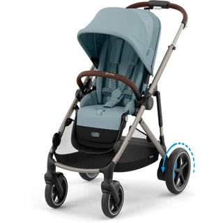 Cybex e-Gazelle S Electronic Assist Single-to-Double Stroller Taupe Frame with Stormy Blue Seat - 18