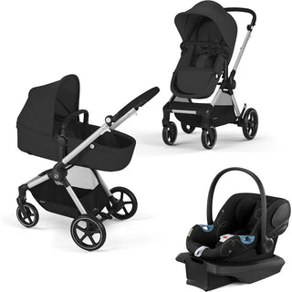 Cybex EOS Stroller + Aton G Infant Car Seat Travel System Silver Frame/Moon Black - 1