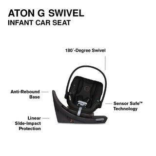 Cybex EOS Stroller + Aton G Swivel Infant Car Seat with Sensorsafe Travel System Silver Frame/Moon Black - 5