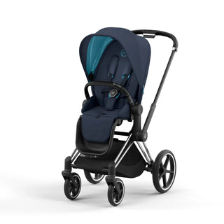 Cybex Priam4 Stroller | The Pump Station - Chrome/Black + Nautical Blue Seat Pack 14