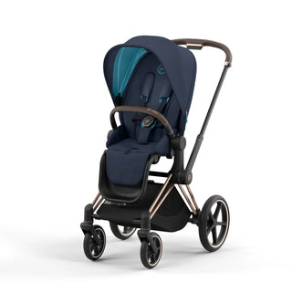 Cybex Priam4 Stroller | The Pump Station - Rose Gold/Brown + Nautical Blue Seat Pack 12