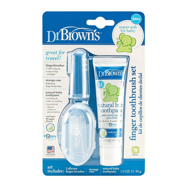 Dr. Brown's Silicone 2-Pack Finger Brush with Toothpaste | Pump Station & Nurtury
