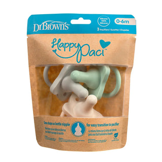 Dr. Brown’s® HappyPaci™ 100% Silicone One-Piece Pacifier Grey - Green- Ecru - 3