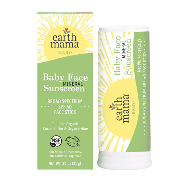 Earth Mama Baby Face Mineral Sunscreen Face Stick SPF 40 | Pump Station & Nurtury