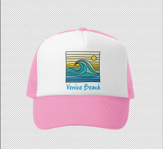 Grom Squad Trucker Hat Sea Sun Surf-Venice Pink/White / Mini - 3