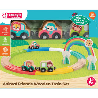 JTC Animal Friends Wooden Train Set 12m+ - 2