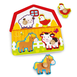 JTC Wooden Farm Easy-grasp Peg Puzzle 18m+ - 1