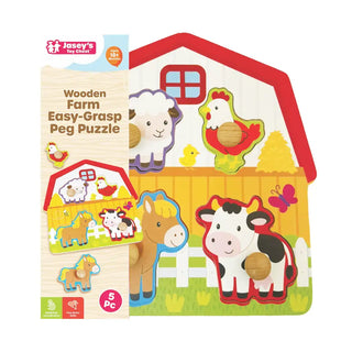 JTC Wooden Farm Easy-grasp Peg Puzzle 18m+ - 2