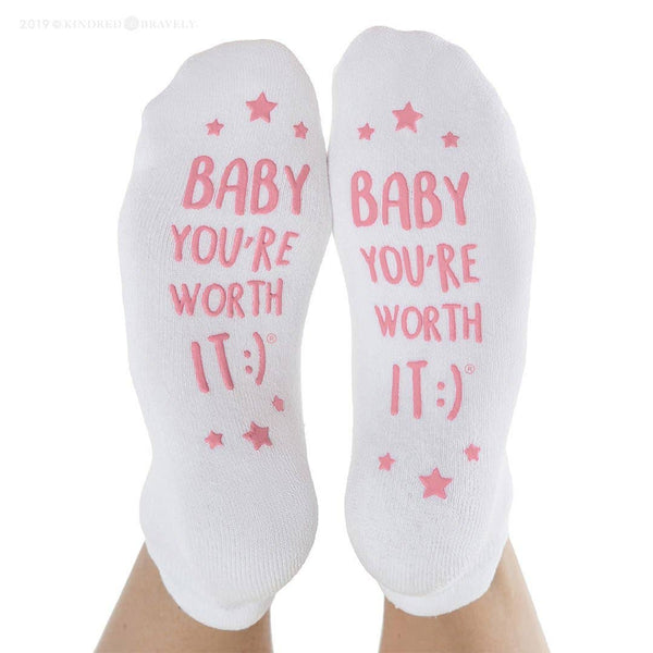 Kindred Bravely Labor and Delivery Inspirational Fun Non Skid Push Socks - Just $9.95! Shop now at The Pump Station & Nurtury