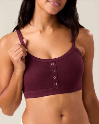 Kindred Bravely Ribbed Bamboo Pumping Bralette Deep Burgandy / Regular / Small - 1