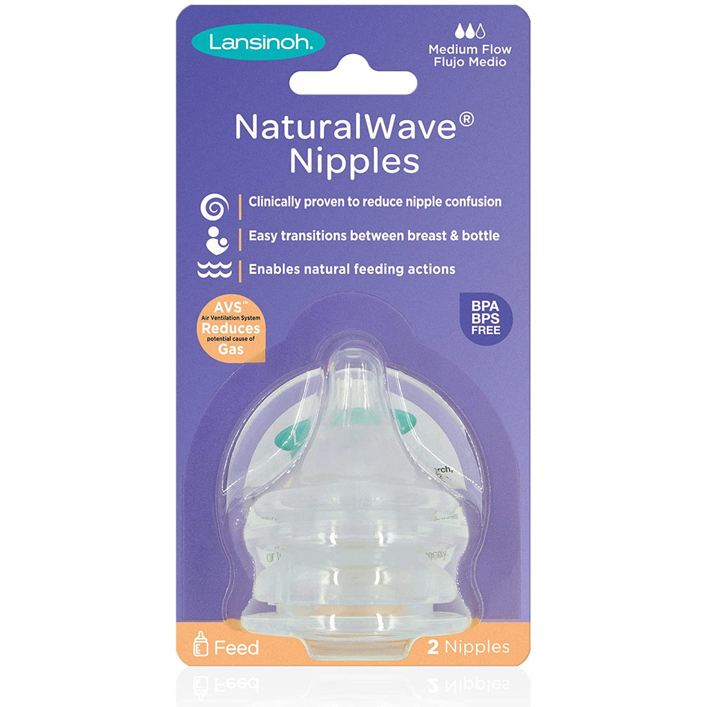 Lansinoh NaturalWave Nipples - 2-Pack Slow & Medium Flow