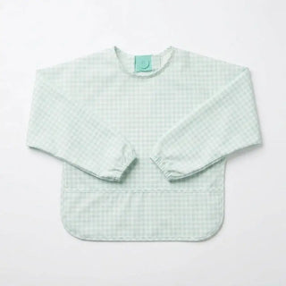 Magnetic Long Sleeve Bib - Mint Check Mint Check - 1