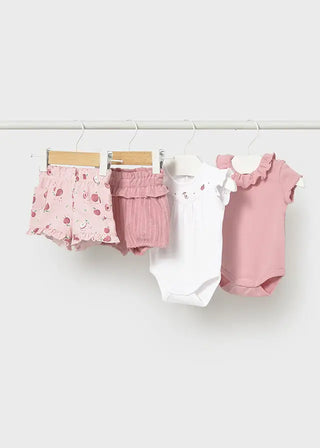 Mayoral 2 bodysuits 2 shorts Set S1 Pink / 1-2 (0-3m) - 1