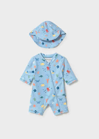 Mayoral Bathing Bodysuit with Hat S3 040 Blue / 1-2 (0-3m) - 4