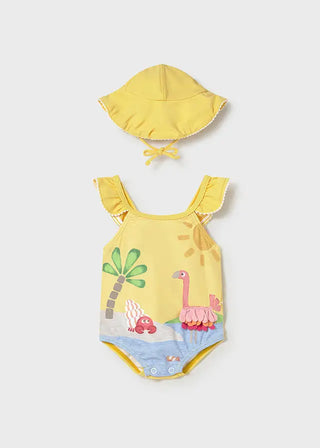 Mayoral Bathing Suit + Hat S2 Mustard / 1-2 (0-3m) - 4